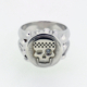 Sterling silver Oil Drip Skull Ring with checkered skull motif and diamond eye by Racing Relics.