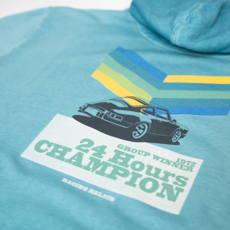 Racing Relics 24H Group Winner hoodie – organic cotton oversized sweatshirt with vintage 1972 Porsche race print and washed finish