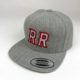 Grey snapback cap with red RR embroidery
