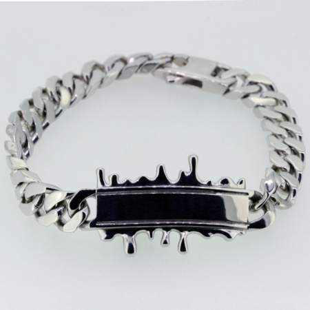 Racing Relics The Gap Bracelet – 925 Silver – engraved racing quote with oil-drip detail