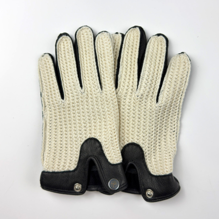 Knitted leather driving gloves with leather cuff – Heritage Knit Driver Gloves by Racing Relics